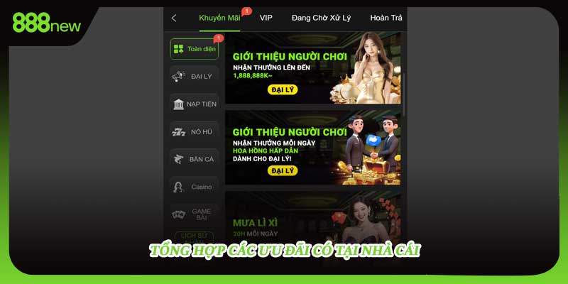 Tổng hợp các ưu đãi có tại nhà cái 